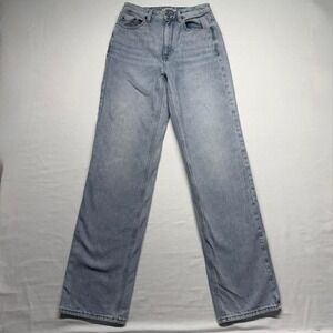 PacSun 90s Boyfriend Jeans Size 26 Light Wash High Rise Straight Raw Hem Denim